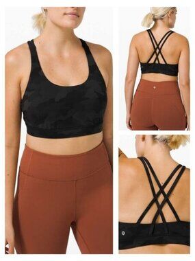 LULULEMON Energy Bra B–D Cup Size 8 Heritage 365 Camo Deep Coal Multi